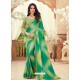 Jade Green Designer Party Wear Chiffon Digital Print Sari