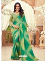 Jade Green Designer Party Wear Chiffon Digital Print Sari