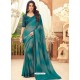 Teal Blue Designer Party Wear Chiffon Digital Print Sari