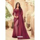 Deep Wine Designer Party Wear Chiffon Digital Print Sari