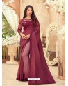 Deep Wine Designer Party Wear Chiffon Digital Print Sari