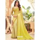 Lemon Designer Party Wear Chiffon Digital Print Sari