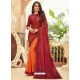 Tomato Red Designer Party Wear Chiffon Digital Print Sari