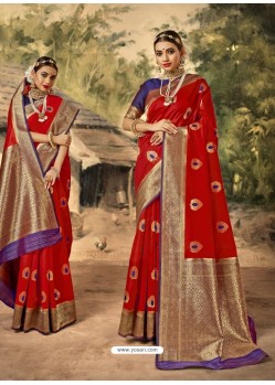 Red Designer Classic Wear Silk Sari