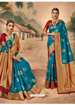 Blue Designer Classic Wear Silk Sari