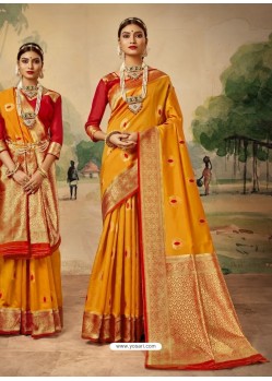 Yellow Designer Classic Wear Silk Sari