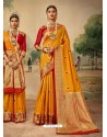 Yellow Designer Classic Wear Silk Sari