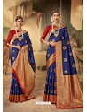 Dark Blue Designer Classic Wear Silk Sari