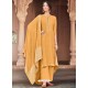 Mustard Designer Viscose Muslin Party Wear Straight Suit