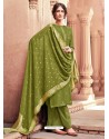 Mehendi Designer Viscose Muslin Party Wear Straight Suit