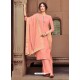 Peach Designer Viscose Muslin Party Wear Straight Suit