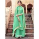 Jade Green Designer Viscose Muslin Party Wear Straight Suit