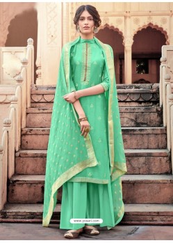 Jade Green Designer Viscose Muslin Party Wear Straight Suit