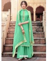 Jade Green Designer Viscose Muslin Party Wear Straight Suit