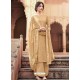 Beige Designer Viscose Muslin Party Wear Straight Suit