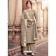 Taupe Designer Viscose Muslin Party Wear Straight Suit