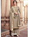 Taupe Designer Viscose Muslin Party Wear Straight Suit