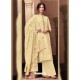 Cream Designer Viscose Muslin Party Wear Straight Suit