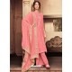 Light Red Designer Viscose Muslin Party Wear Straight Suit