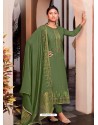 Mehendi Designer Viscose Muslin Party Wear Straight Suit