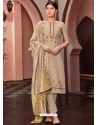 Light Beige Designer Viscose Muslin Party Wear Straight Suit