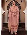 Old Rose Designer Viscose Muslin Party Wear Straight Suit