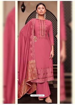 Rose Red Designer Viscose Muslin Party Wear Straight Suit