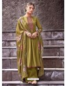 Mehendi Designer Viscose Muslin Party Wear Straight Suit