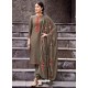 Taupe Designer Viscose Muslin Party Wear Straight Suit