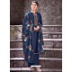 Dark Blue Designer Viscose Muslin Party Wear Straight Suit