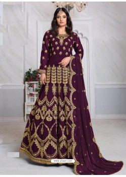 Purple Bridal Designer Party Wear Faux Georgette Anarkali Suit