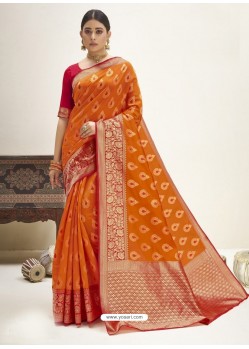 Mustard Designer Classic Wear Cotton Jacquard Sari