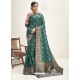 Teal Designer Classic Wear Cotton Jacquard Sari