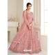 Dusty Pink Bridal Designer Party Wear Butterfly Net Anarkali Suit
