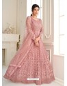 Dusty Pink Bridal Designer Party Wear Butterfly Net Anarkali Suit