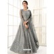 Grey Bridal Designer Party Wear Butterfly Net Anarkali Suit