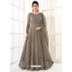 Grayish Green Bridal Designer Party Wear Butterfly Net Anarkali Suit