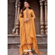 Mustard Designer Cotton Silk Party Wear Straight Suit