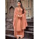 Light Orange Designer Cotton Silk Party Wear Straight Suit