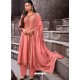 Peach Designer Cotton Silk Party Wear Straight Suit