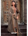 Light Brown Designer Cotton Silk Party Wear Straight Suit