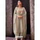 Off White Designer Cotton Silk Party Wear Straight Suit