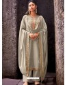 Off White Designer Cotton Silk Party Wear Straight Suit