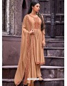 Beige Designer Cotton Silk Party Wear Straight Suit