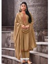 Gold Designer Cotton Silk Party Wear Straight Suit