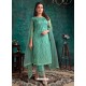 Aqua Mint Designer Net Party Wear Straight Suit