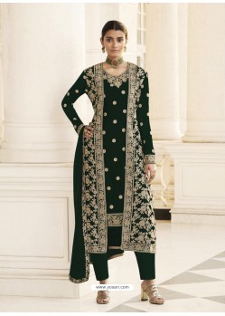 Dark Green Designer Real Georgette Party Wear Wedding Suit