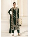 Dark Green Designer Real Georgette Party Wear Wedding Suit