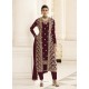 Maroon Designer Real Georgette Party Wear Wedding Suit