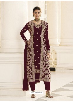 Maroon Designer Real Georgette Party Wear Wedding Suit